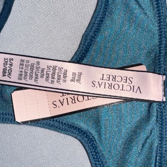 Victoria’s Secret NWT - Dusty Teal Lace High-Neck Bra + Scallop Trim Thong - Picture 3 of 4
